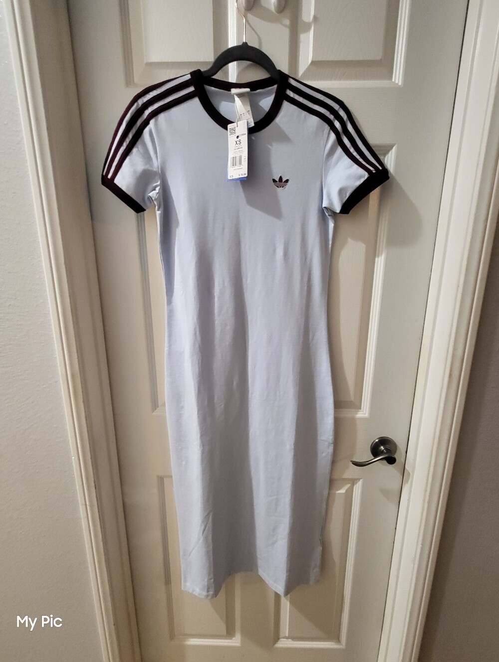 Adidas Women Powder Blue Dress with Burgundy Trim